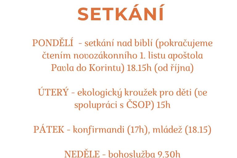 Pravidelná setkání na podzim 2025