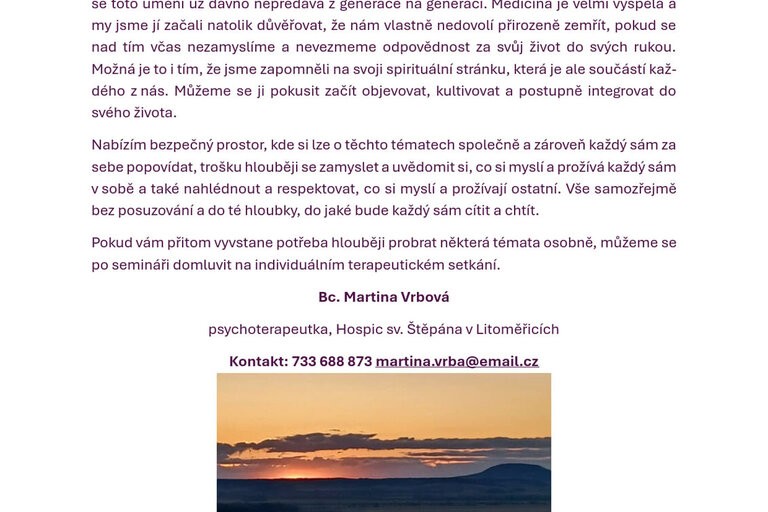 Workshop o smrti a umírání 